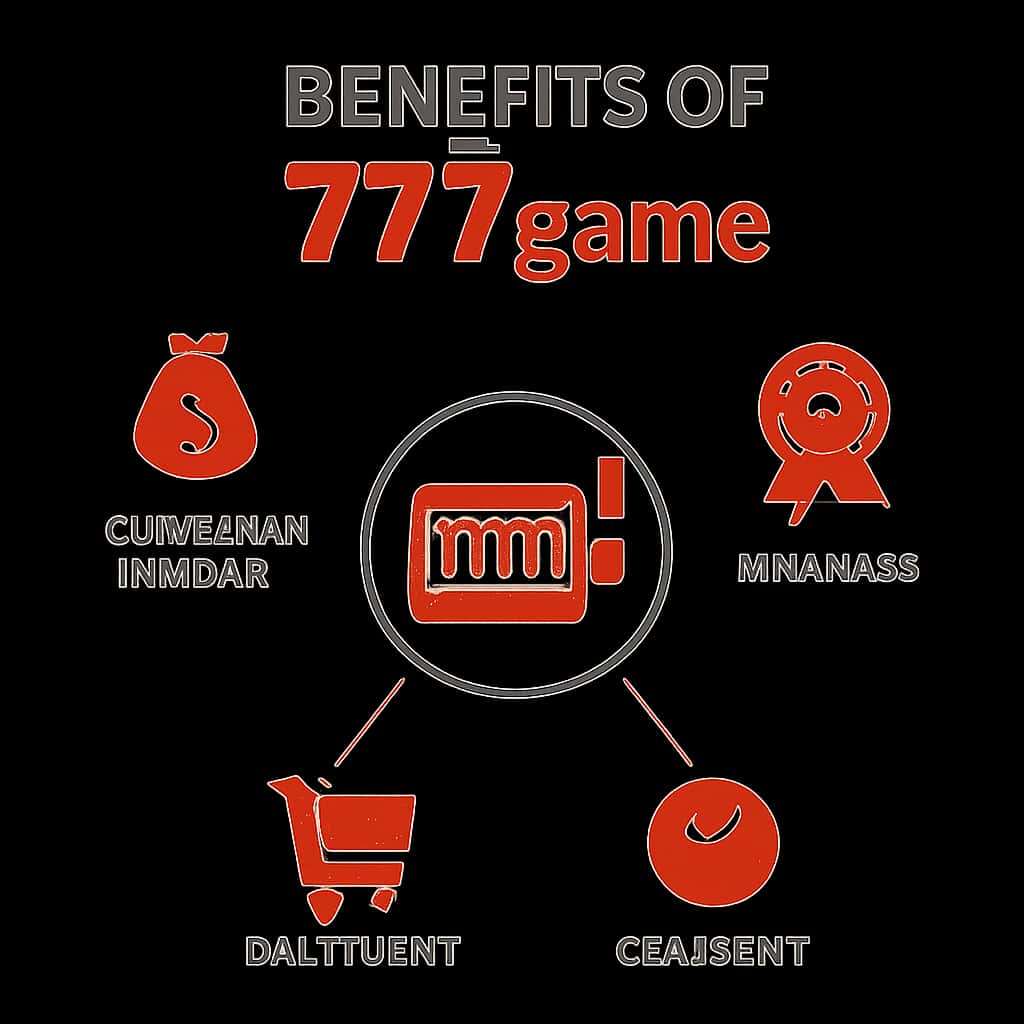 An educational diagram outlining the key benefits of 777game.