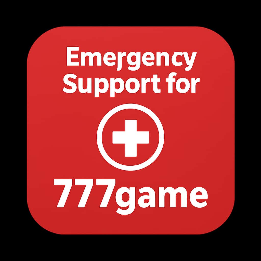 A badge symbolizing Emergency Support for 777game.