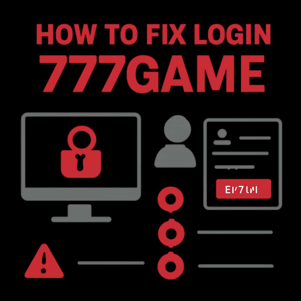 An educational diagram detailing the troubleshooting process for login issues on 777game.