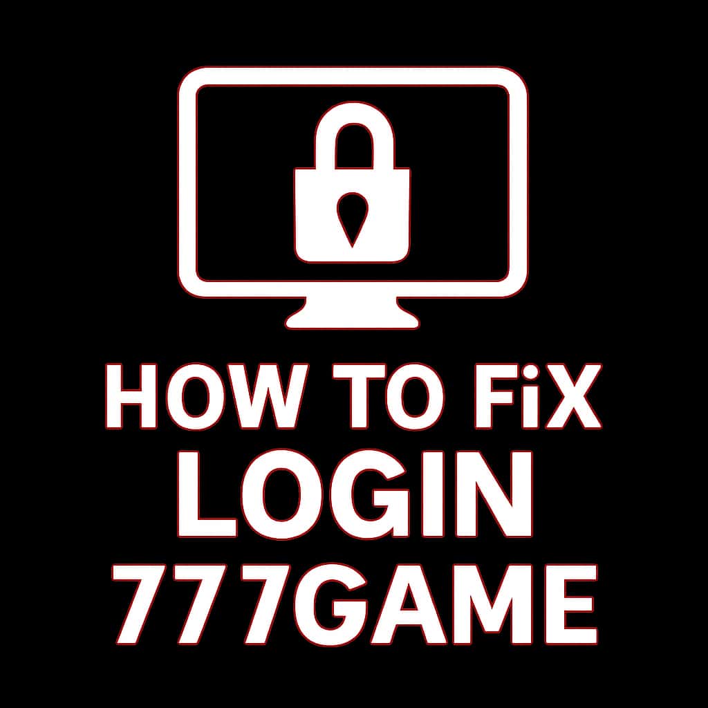 A professional badge illustrating the guide for fixing login issues on 777game.
